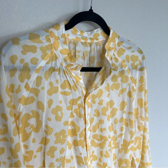 NWOT MOTHER The Sunburst Print Shirt Leopard Floral Cotton Yellow Bohemian Small - Picture 3 of 12